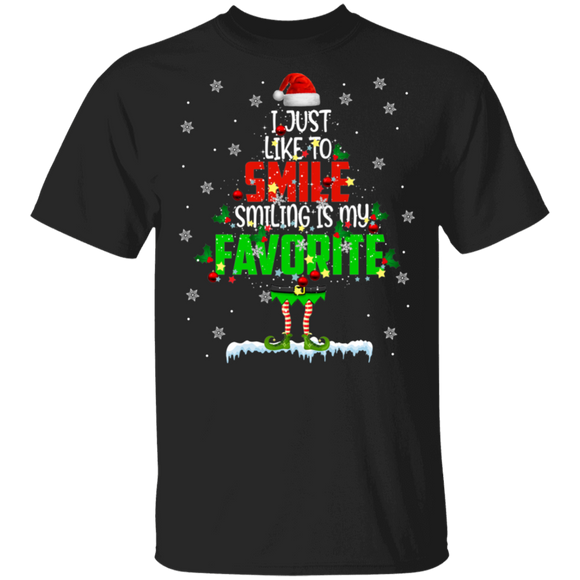 Christmas Elf Shirt I Just Like To Smile Smiling Is My Favorite Funny Christmas Santa Elf Lover Matching Family Group Gifts T-Shirt - Macnystore