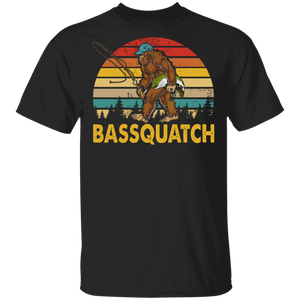 Fishing Lover Shirt Vintage Retro Bassquatch Bigfoot Fishing Lover Gifts T-Shirt - Macnystore