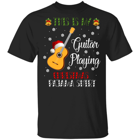 Christmas Guitar Shirt This Is My Guitar Playing Christmas Pajama Shirt Cool Christmas Guitar Guitarist Lover Gifts Christmas T-Shirt - Macnystore