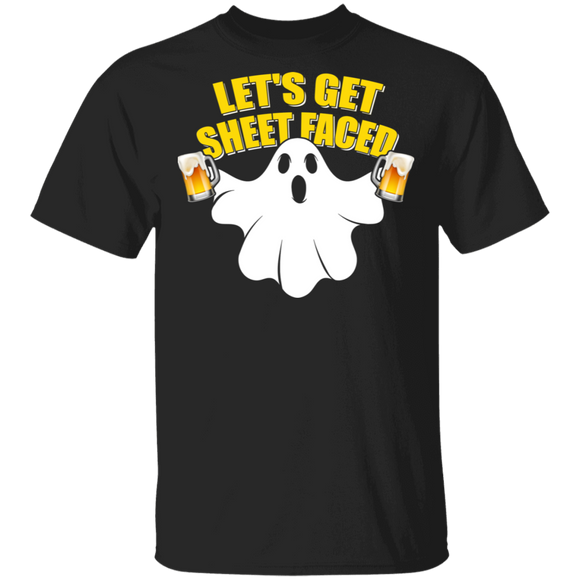 Halloween Boo Ghost Shirt Let's Get Sheet Faced Funny Drinking Beer Lover Gifts Halloween T-Shirt - Macnystore