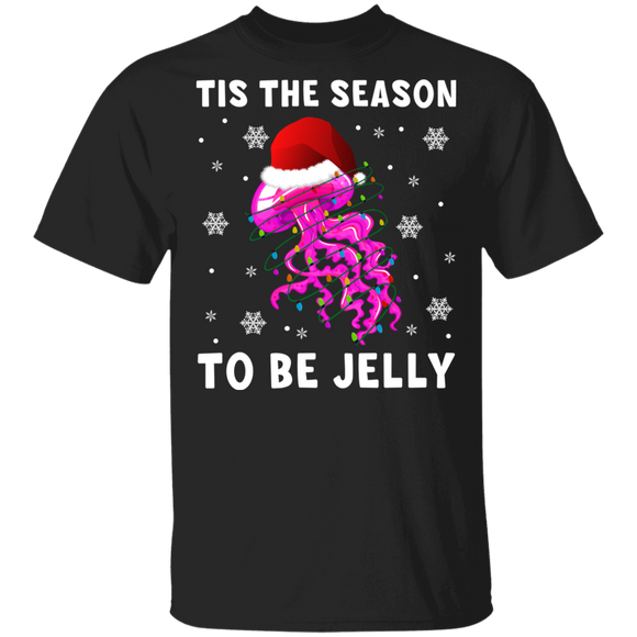Christmas Jellyfish Shirt Tis The Season To Be Jelly Funny Christmas Lights Santa Jellyfish Lover Gifts T-Shirt - Macnystore