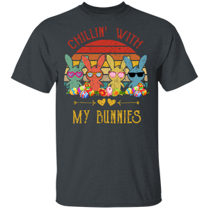 Vintage Retro Chillin With My Bunnies Peeps Easter Day Peeps Teacher T-Shirt - Macnystore