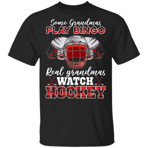 Some Grandmas Play Bingo Real Grandmas Watch Hockey Cool Red Plaid Hockey Gifts T-Shirt - Macnystore