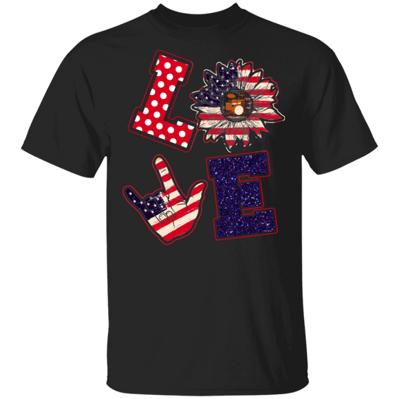 Love American Flag Sunflower Drumset Shirt Matching Drum Lover Drummer Happy 4th Of July United States Independence Day Gifts T-Shirt - Macnystore