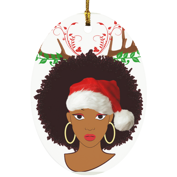 Black Christmas Queen Cool Santa Christmas Black Girl Proud Black Afro African American Ladies Matching Family Ornament Xmas - Macnystore