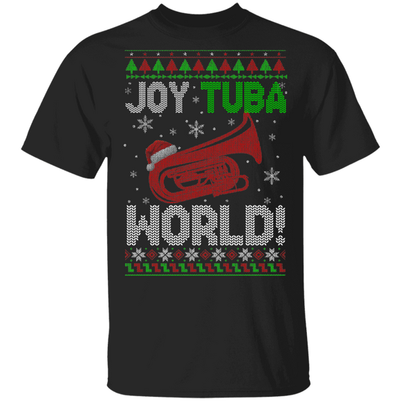 Christmas Tuba Lover Shirt Joy Tuba World Funny Ugly Christmas Sweater Santa Tuba Lover Gifts Christmas T-Shirt - Macnystore