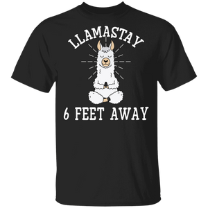 Llamastay 6 Feet Away Cool Yoga Llama Social Distancing Gifts T-Shirt - Macnystore