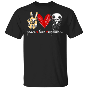 Peace Love Nightmare Cute Halloween Heart Gifts T-Shirt - Macnystore