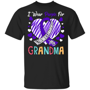 I Wear Purple For My Grandma Alzheimers Awareness T-Shirt - Macnystore