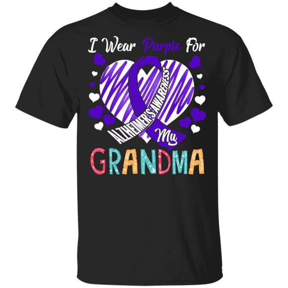 I Wear Purple For My Grandma Alzheimers Awareness T-Shirt - Macnystore