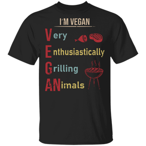 BBQ Love Shirt I'm Vegan Definition Very Enthusiastically Grilling Animals Funny BBQ Lover Gifts T-Shirt - Macnystore