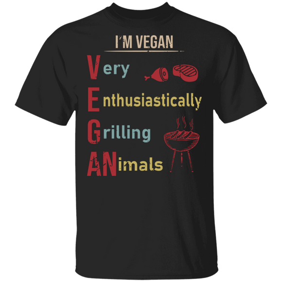 BBQ Love Shirt I'm Vegan Definition Very Enthusiastically Grilling Animals Funny BBQ Lover Gifts T-Shirt - Macnystore