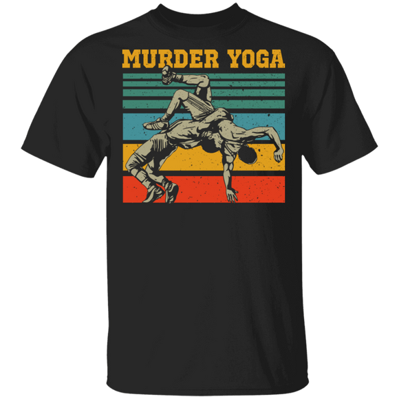 Vintage Retro Murder Yoga Cool Yoga Lover Jiu Jitsu Gifts T-Shirt - Macnystore