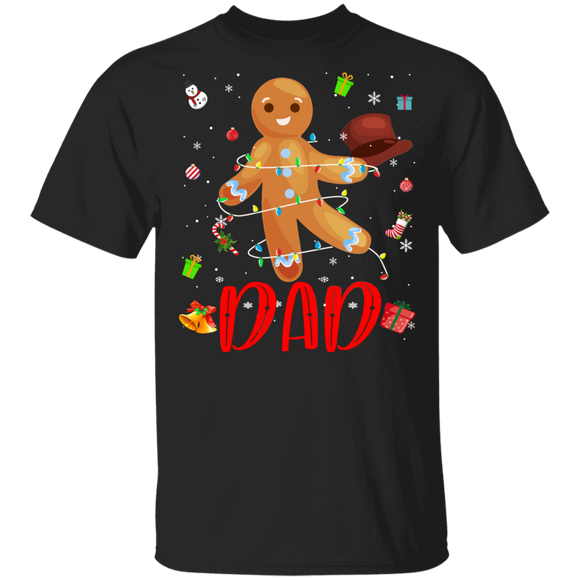 Christmas Gingerbread Shirt Dad Cute Christmas Lights Dad Gingerbread Lover Matching Pajamas For Family Gifts T-Shirt - Macnystore