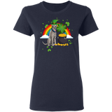 Leprechaun Irish Wolfhound Dog Lover St Patrick's Day Gifts Ladies T-Shirt - Macnystore