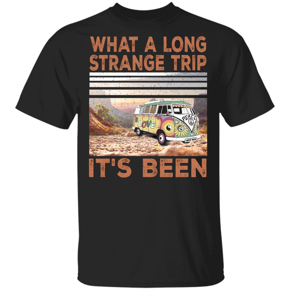 What A Long Strange Trip It's Been Cool Hippie Car Peace Sign Gifts T-Shirt - Macnystore