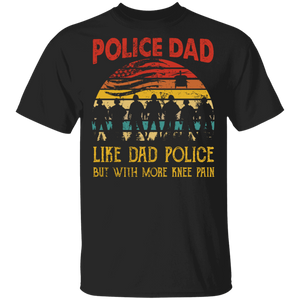 Vintage Retro Police Dad Like Dad Police American Flag Police Father Day Gifts T-Shirt - Macnystore