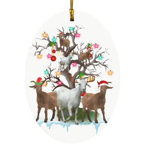 Decorative Hanging Ornaments Goat On Christmas Tree Goat Santa ELF Reindeer SUBORNO Oval Ornament - Macnystore