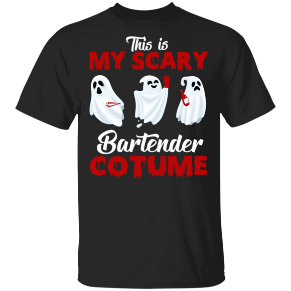 Horror This Is My Scary Bartender Costume Halloween Ghost T-Shirt - Macnystore