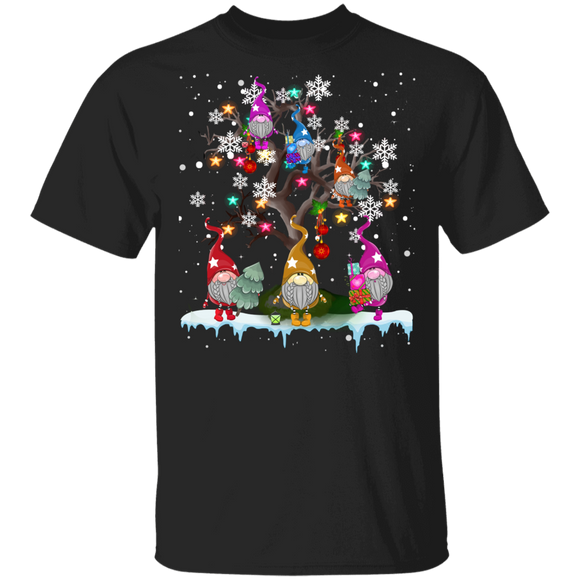 Christmas Gnomes Shirt Gnome Christmas Tree Cute Gnomes On Tree X-mas Light Lover Gifts Christmas T-Shirt - Macnystore