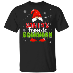 Christmas Gnome Shirt Santa's Favorite Bookworm Funny Christmas Santa Gnomes Lover Matching Family Group Gifts T-Shirt - Macnystore