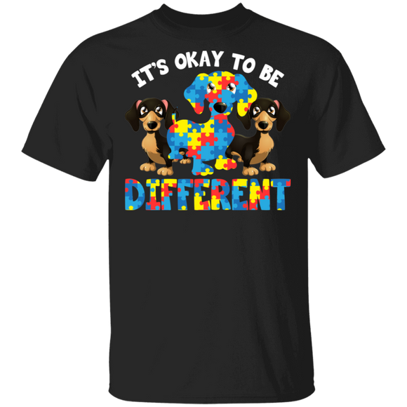 It's Okay To Be Different Dachshund Dog Pet Lover Autism Awareness Cute Autism Mom Dad Kids Gifts T-Shirt - Macnystore