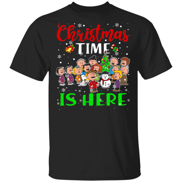 Christmas Movie Lover Shirt Christmas Time Is Here Cute Christmas Peanuts Family Cartoon Movie Lover Gifts Christmas T-Shirt - Macnystore