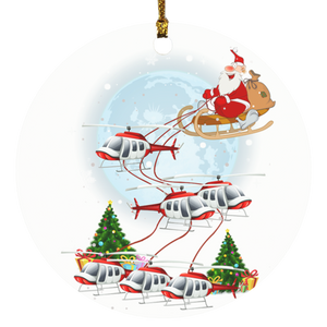 Christmas Ornament Santa Riding Helicopter smart object SUBORNC Circle Ornament - Macnystore