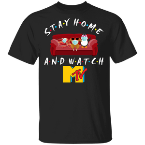 Stay Home And Watch MTV Funny Shrimp Turkey Penguin Sit On Sofa Shirt Matching MTV TV Show Lover Fans Gifts T-Shirt - Macnystore