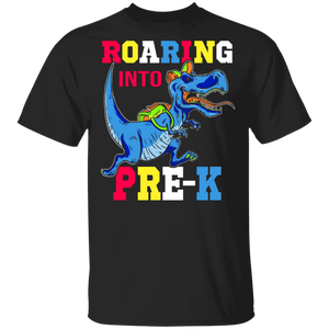 Dinosaurs Roaring Into Pre-K Shirt Funny T-Rex Back To School Gifts T-Shirt - Macnystore