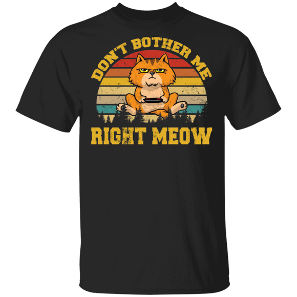 Vintage Retro Don't Bother Me Right Meow Angry Cat Playing Video Game Gamer Gifts T-Shirt - Macnystore