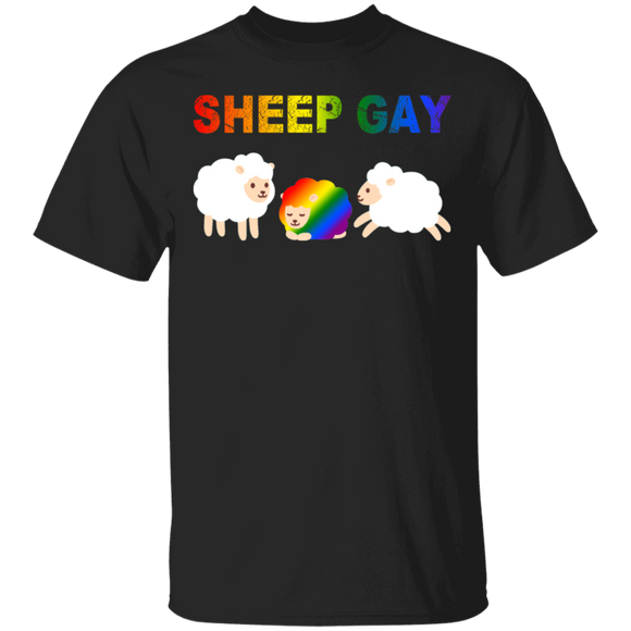Sheep Gay Funny Three Sheeps LGBT Flag Shirt Matching Sheep Lover Fans Proud LGBT Gay Gifts T-Shirt - Macnystore