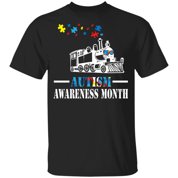 Train Puzzle Pieces Train Lover Cute Autism Awareness Month Autistic Children Autism Patient Kids Men Women Gifts Youth T-Shirt - Macnystore