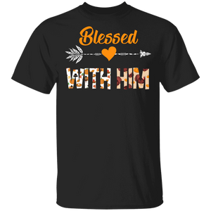 Thanksgiving Couple Shirt Blessed With Him Funny Thanksgiving Matching Couples Pair Lover Gifts Thanksgiving T-Shirt - Macnystore