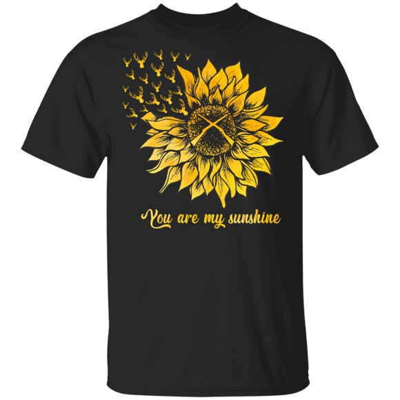 You Are My Sunshine Cool Sunflower Rifle Deer Horns Matching Deer Hunting Hunter Gifts T-Shirt - Macnystore