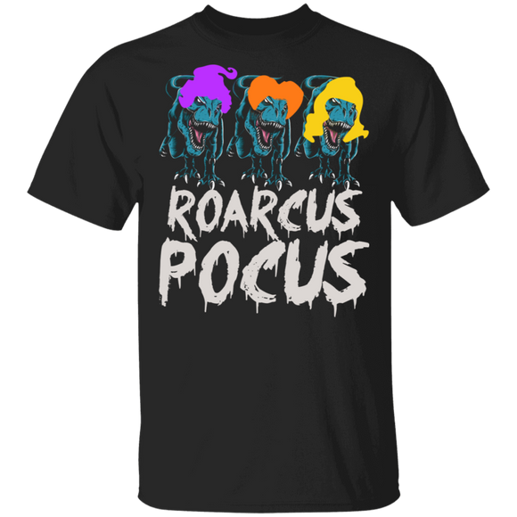 Halloween T-Rex Shirt Roarcus Pocus Cool Halloween Hocus Pocus Witch T-Rex Lover Gifts Halloween T-Shirt - Macnystore