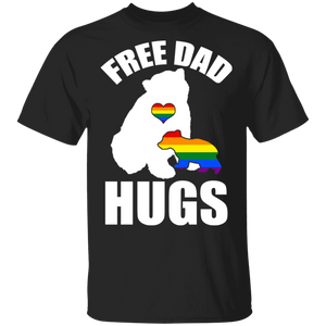 Free Dad Hugs LGBT Bear Shirt Matching Pride LGBT Flag Gay Be Lesbian Father's Day Gifts T-Shirt - Macnystore
