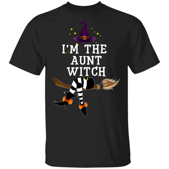 Im The Aunt Witch Broom Hat Halloween T-Shirt - Macnystore