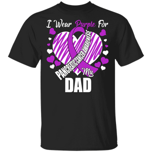 Pancreatic Caner Awareness Shirt I Wear Purple For My Dad Cool Pancreatic Caner Awareness Purple Ribbon Heart Gifts T-Shirt - Macnystore