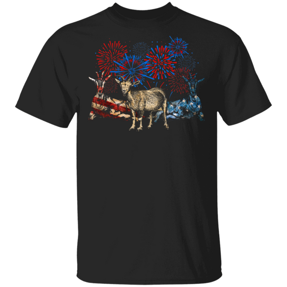 Cool Firework American Flag Goats Shirt Matching Goat Lover Fans Farmer Rancher 4th Of July United States Independence Day Gifts T-Shirt - Macnystore