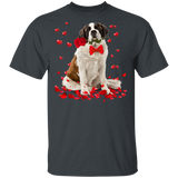 St. Bernard Rose Flower Funny St. Bernard Dog Lover Owner Couple Husband Wife Fiance Fiancee Girlfriend Boyfriend Valentine Gifts T-Shirt - Macnystore