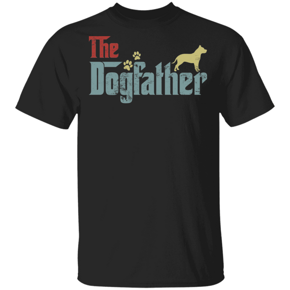 Vintage The Dogfather Cool Pit Bull Shirt Matching Pit Bull Dog Lover Owner Fans Trainer Men Dad Father's Day Gifts T-Shirt - Macnystore