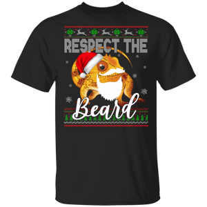 Christmas Beard Shirt Respect The Beard Ugly Funny Christmas Sweater Santa Bearded Dragon Beard Lover Men Gifts T-Shirt - Macnystore