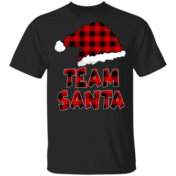 Christmas Santa Shirt Team Santa Cute Christmas Santa Hat Red Plaid Matching Family Group Gifts T-Shirt - Macnystore