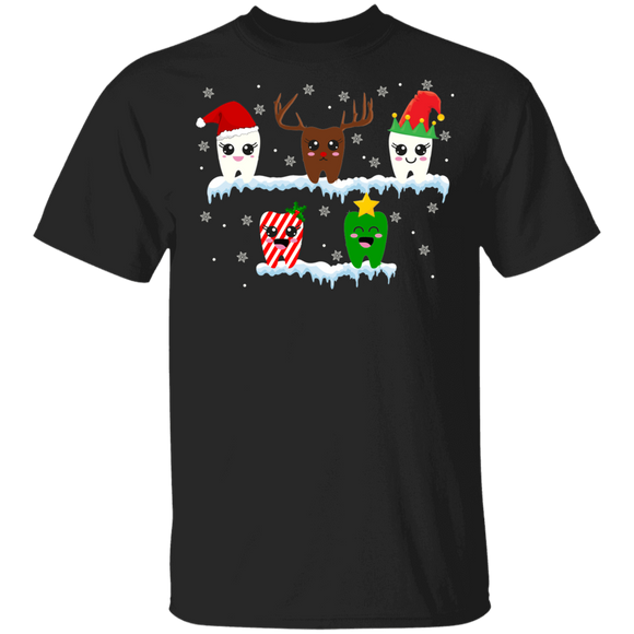Christmas Tooth Dental Assistant X-mas Santa Reindeer Elf Teeth Gifts T-Shirt - Macnystore