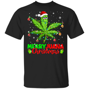 Christmas Stoner Shirt Merryjuana Christmas Funny Christmas Santa Weed Cannabis Smoker 420 Stoner Gifts T-Shirt - Macnystore