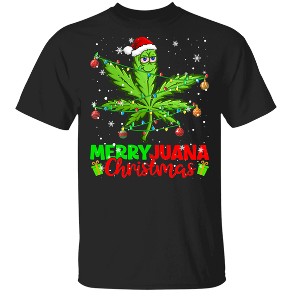 Christmas Stoner Shirt Merryjuana Christmas Funny Christmas Santa Weed Cannabis Smoker 420 Stoner Gifts T-Shirt - Macnystore
