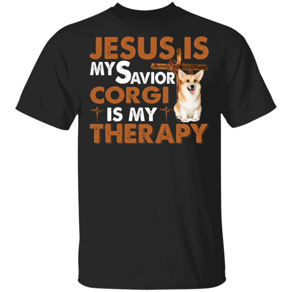 Jesus Is My Savior Corgi Is My Therapy Cool Christian Cross And Corgi Shirt Matching Corgi Lover Fans Christian Gifts T-Shirt - Macnystore