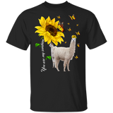 You Are My Sunshine Cute Butterflies Sunflower Llama Shirt Matching Llama Alpaca Lover Fans Gifts T-Shirt - Macnystore