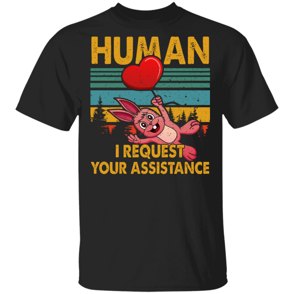 Vintage Retro Human I Request Your Assistance Funny Rabbit Lover Gifts T-Shirt - Macnystore